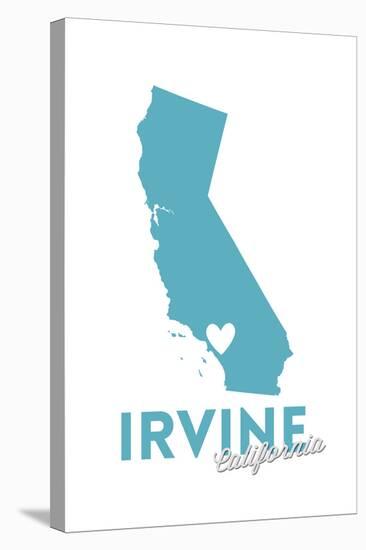 Irvine, California - State Outline and Heart-Lantern Press-Stretched Canvas