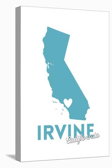 Irvine, California - State Outline and Heart-Lantern Press-Stretched Canvas