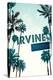 Irvine, California - Street Sign and Palms-Lantern Press-Stretched Canvas