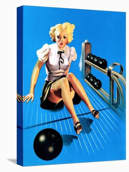 Is My Face Red! Bowling Pin-Up 1937-Gil Elvgren-Stretched Canvas