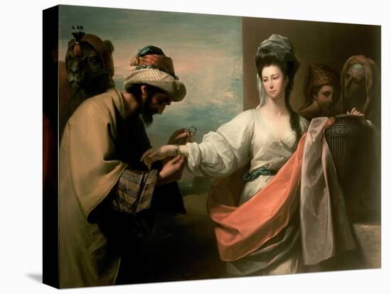 Isaac's Servant Trying the Bracelet on Rebecca's Arm-Benjamin West-Premier Image Canvas