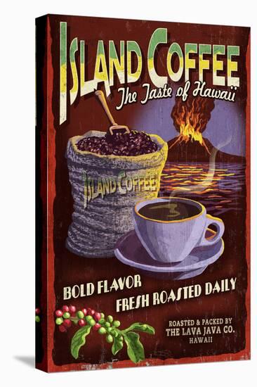 Island Coffee - Vintage Sign-Lantern Press-Stretched Canvas