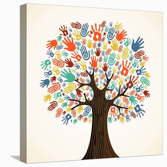 Isolated Diversity Tree Hands Illustration-Cienpies Design-Stretched Canvas