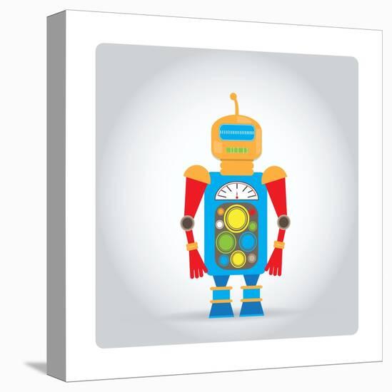 Isolated Robot Toy on White, Illustration-Lar-Stretched Canvas