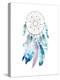 Isolated Watercolor Decoration Bohemian Dreamcatcher. Boho Feathers Decoration. Native Dream Chic D-krisArt-Stretched Canvas