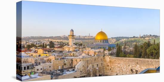 Israel, Jerusalem, Old City, Temple Mount, Dome of the Rock and The Western Wall - know as the Wail-Jane Sweeney-Premier Image Canvas