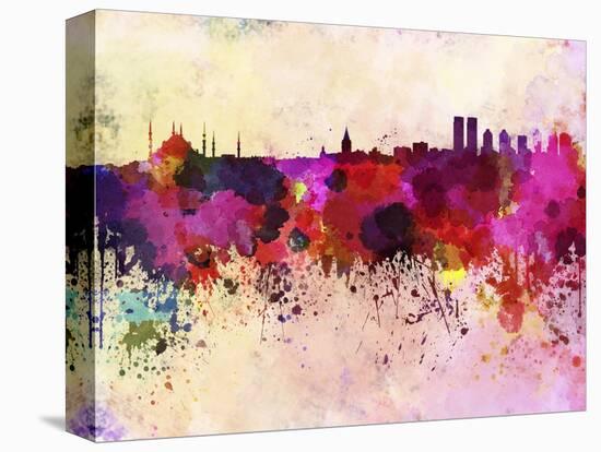 Istanbul Skyline in Watercolor Background-paulrommer-Stretched Canvas