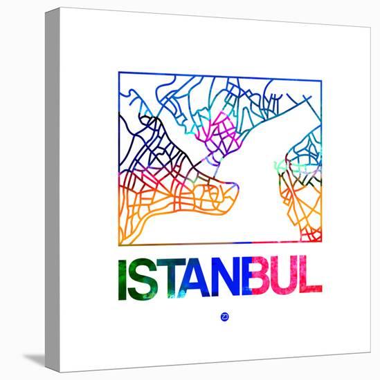 Istanbul Watercolor Street Map-NaxArt-Stretched Canvas