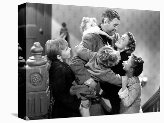 It's a Wonderful Life, Larry Simms, Jimmy Hawkins, James Stewart, Donna Reed, Karolyn Grimes, 1946-null-Stretched Canvas