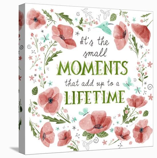 It's the Small Moments on White-Heather Rosas-Stretched Canvas