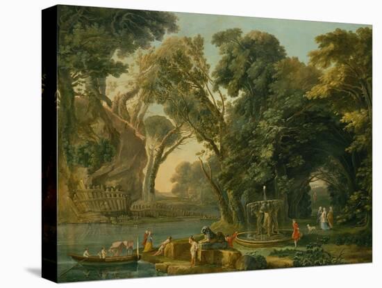 Italian Caprice with a Landing (Oil on Canvas)-Hubert Robert-Premier Image Canvas