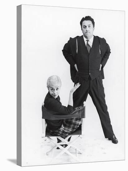 Italian Director Federico Fellini and Actress Wife Giulietta Masina Posing in Studio-Gjon Mili-Premier Image Canvas