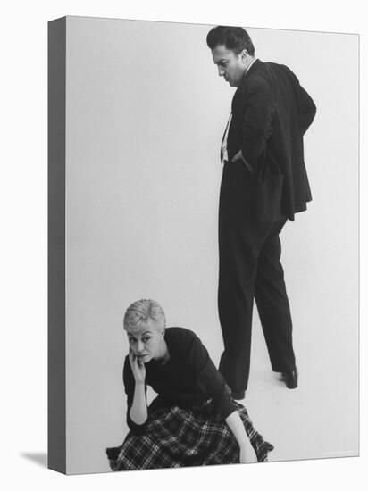 Italian Director Federico Fellini and Actress Wife Giulietta Masina Posing in Studio-Gjon Mili-Premier Image Canvas