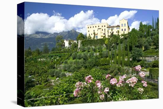 Italian Garden towards water and terraced garden, Trauttmansdorff Castle Gardens, Merano, Italy-null-Stretched Canvas