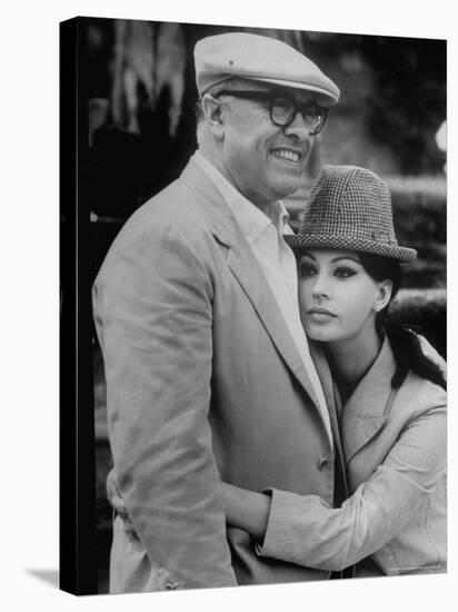 Italian Movie Director Carlo Ponti and His Actress Wife Sophia Loren Outside Villa-Alfred Eisenstaedt-Premier Image Canvas