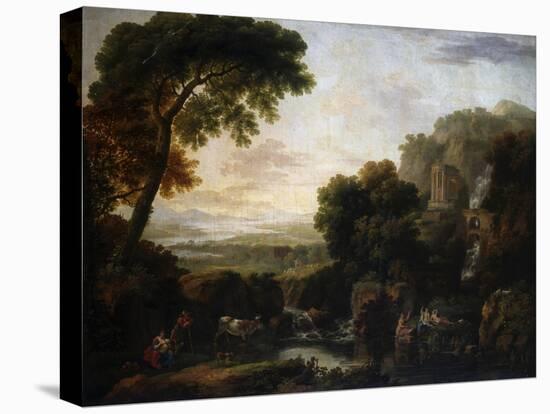 Italianate Landscape with a Capriccio View of Tivoli, a Shepherd and Shepherdess and Cattle-George the Elder Barret-Premier Image Canvas