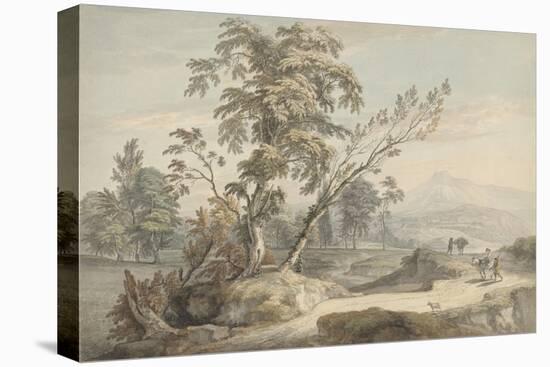 Italianate Landscape with Travellers No.2, C.1760 (W/C, Pen and Grey Ink over Graphite)-Paul Sandby-Premier Image Canvas