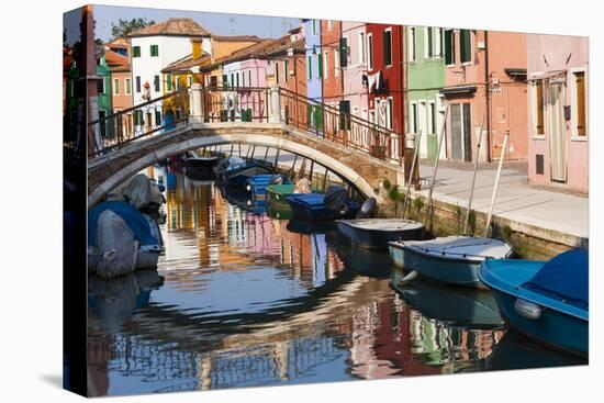 Italy, Burano, reflection of colorful houses in canal.-Merrill Images-Premier Image Canvas