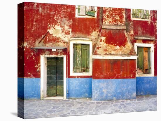 Italy, Burano. Weathered window and walls.-Jaynes Gallery-Premier Image Canvas