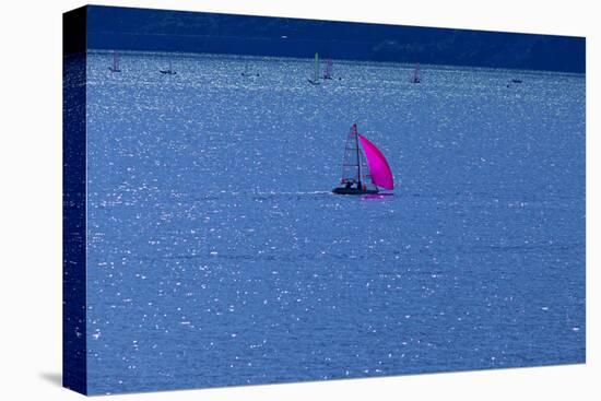 Italy, Lake Garda, Sailboat, Northern Italy, South Tirol, Lake, Waters, Boat, Sailing, Surfer-Chris Seba-Premier Image Canvas