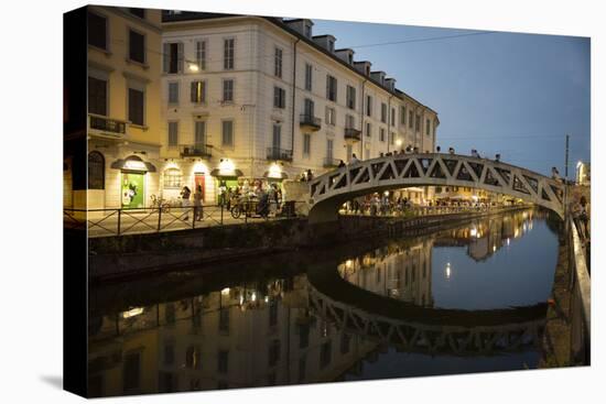 Italy, Lombardy, Milan. Historic Naviglio Grande canal area known for vibrant nightlife-Alan Klehr-Premier Image Canvas