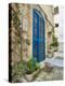 Italy, Puglia, Brindisi, Itria Valley, Ostuni. Blue door and potted plants in old town.-Julie Eggers-Premier Image Canvas