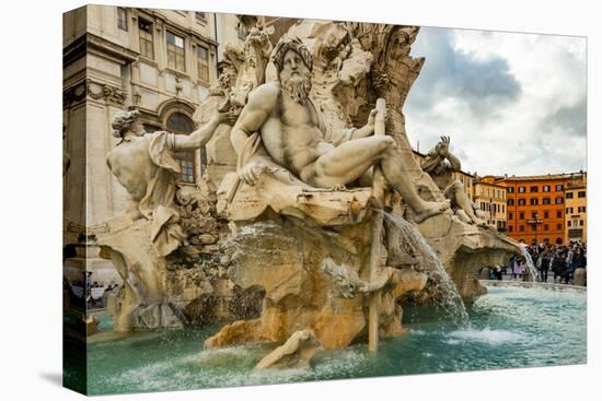Italy, Rome. Piazza Navona, Fountain of the Four Rivers-Alison Jones-Premier Image Canvas