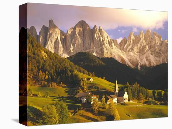 Italy, South Tyrol, Villn?Tal, St. Magdalena, Mountains, 'Geislerspitzen', Autumn-Thonig-Premier Image Canvas