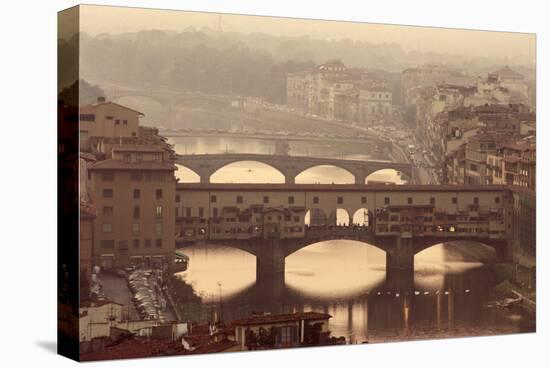 Italy, Tuscany, Florence, Ponte Vecchio and Arno River with Bridge-Jeff Spielman-Premier Image Canvas