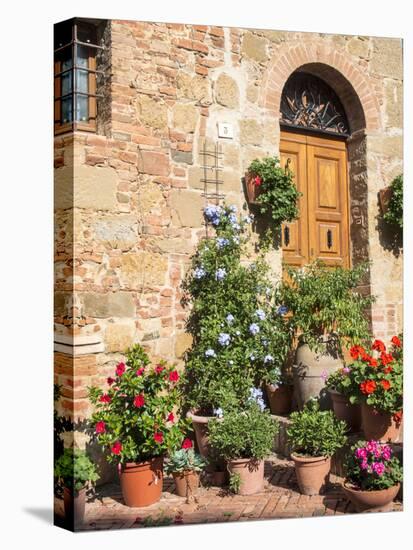 Italy, Tuscany. Flowers by House in the Medieval Town Monticchiello-Julie Eggers-Premier Image Canvas