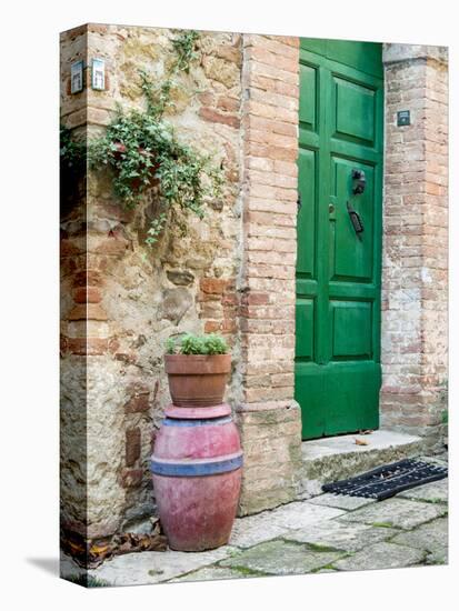 Italy, Tuscany, Monticchiello. Bright Green Door-Julie Eggers-Premier Image Canvas