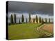 Italy, Tuscany, Pienza. Tuscan Farmhouse with Stormy Clouds-Julie Eggers-Premier Image Canvas