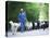 Italy, Umbria, Campi, a Shepherd Bringing His Flock Down from the Hills, with the Help of His Dogs-Katie Garrod-Premier Image Canvas
