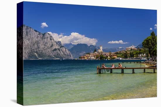 Italy, Veneto, Lake Garda, Malcesine, Townscape with Scaliger Castle-Udo Siebig-Premier Image Canvas