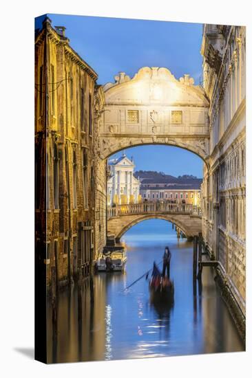 Italy, Veneto, Venice. Bridge of Sighs Illuminated at Dusk with Gondolas-Matteo Colombo-Premier Image Canvas