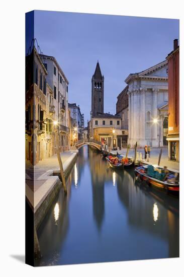 Italy, Veneto, Venice, Dorsoduro, Rio Di San Barnaba, Boats, Campo, Dusk-Rainer Mirau-Premier Image Canvas