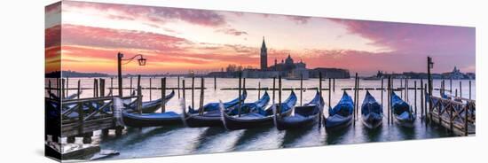 Italy, Veneto, Venice. Row of Gondolas Moored at Sunrise on Riva Degli Schiavoni-Matteo Colombo-Premier Image Canvas
