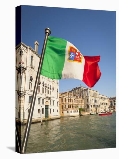 Italy, Venice, Italian flag with Naval ensign flying above Grand Canal.-Merrill Images-Premier Image Canvas