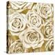 Ivory Roses on Gold-Kate Bennett-Stretched Canvas