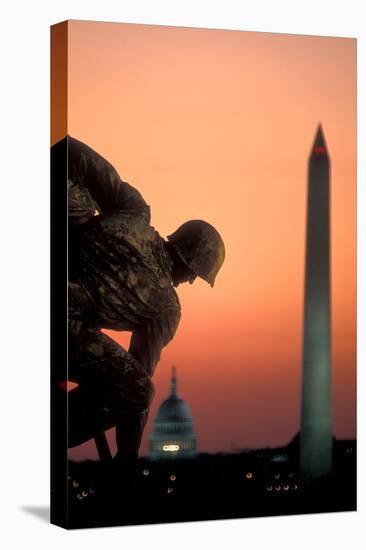 Iwo Jima Memorial at dusk, Washington Monument, Washington DC, USA-null-Premier Image Canvas