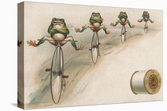 J and P Coats Trade Card of Frog Cyclists-null-Premier Image Canvas