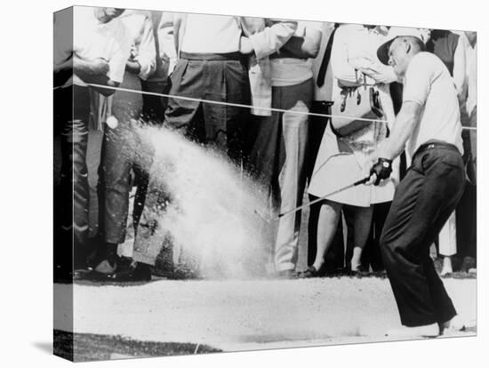 Jack Nicklaus Hitting Golf Ball Out of Sand Trap in 1965-null-Stretched Canvas