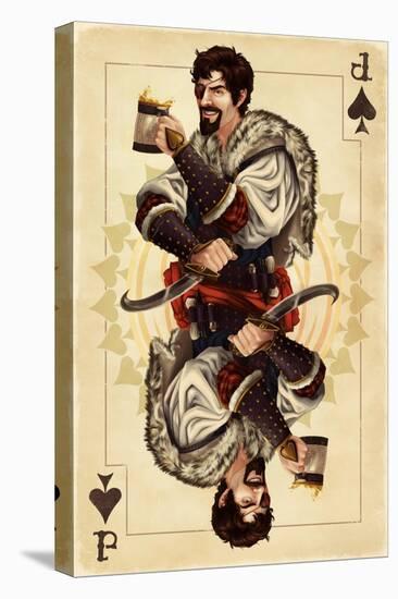 Jack of Spades - Playing Card-Lantern Press-Stretched Canvas