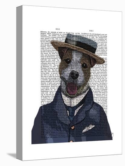 Jack Russell in Boater-Fab Funky-Stretched Canvas