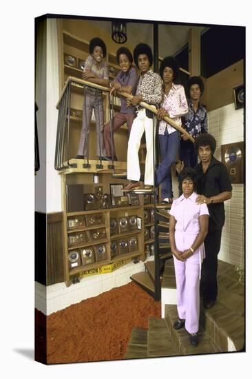 Jackson Five Michael, Marlon, Tito, Jermaine, Jackie and Parents Mr. and Mrs. Joseph Jackson-John Olson-Premier Image Canvas