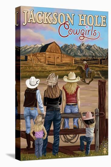 Jackson Hole, Wyoming - Cowgirls-Lantern Press-Stretched Canvas