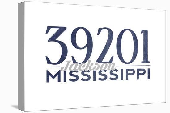 Jackson, Mississippi - 39201 Zip Code (Blue)-Lantern Press-Stretched Canvas