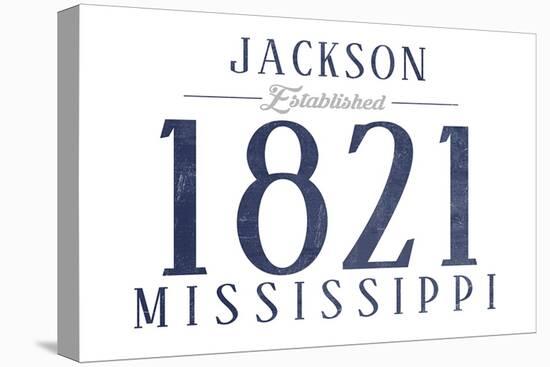 Jackson, Mississippi - Established Date (Blue)-Lantern Press-Stretched Canvas