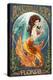 Jacksonville Beach, Florida - Mermaid Scene-Lantern Press-Stretched Canvas