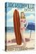 Jacksonville Beach, Florida - Surfer Pinup Girl-Lantern Press-Stretched Canvas